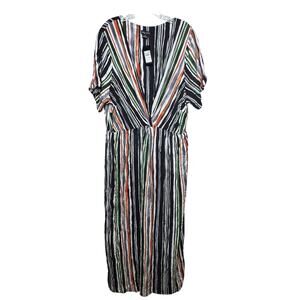 City Chic Women’s‎ Maxi Dress L 20 Jungle Stripe Print V-Neck Short Sleeve